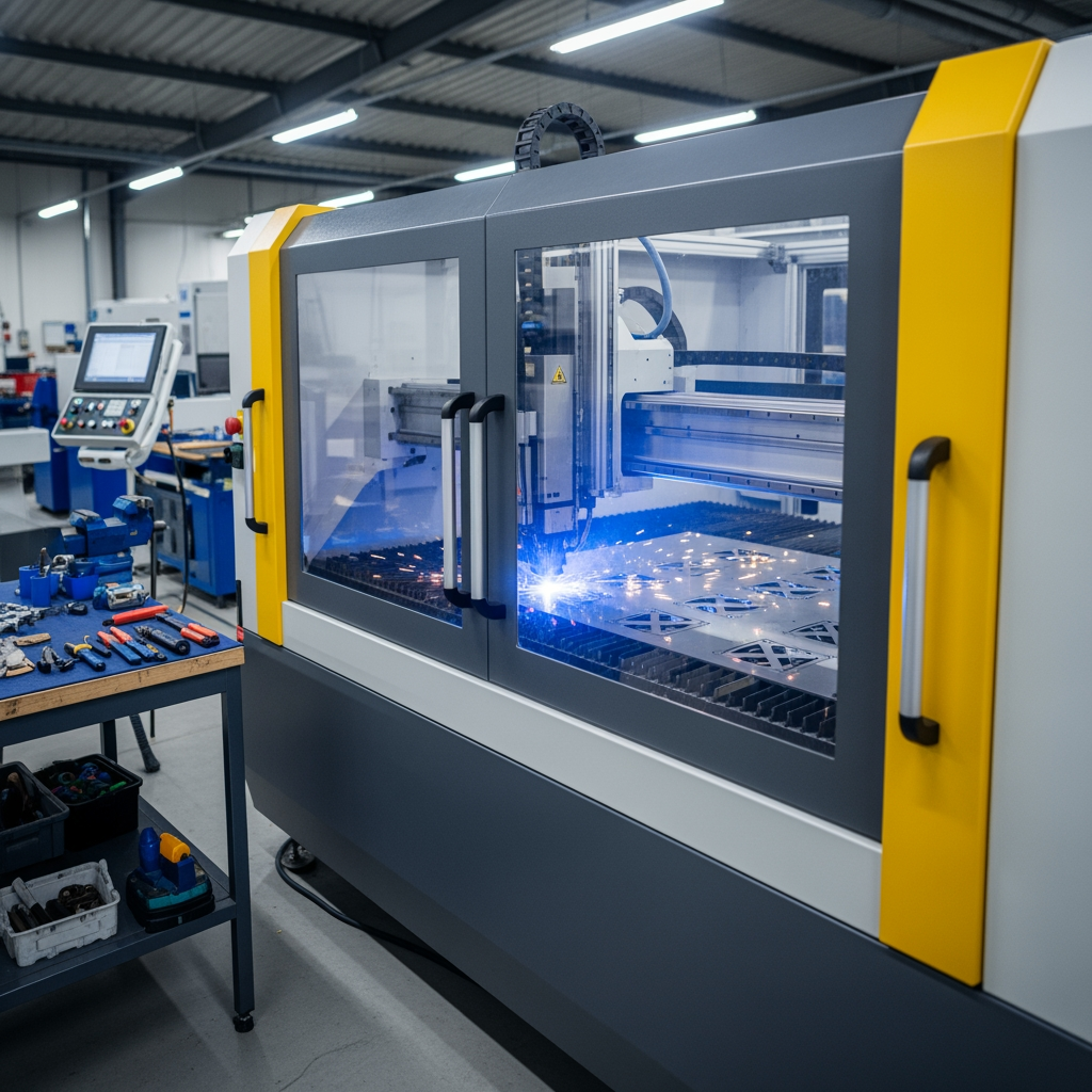 AI Design for make a photo in which the CNC laser machine