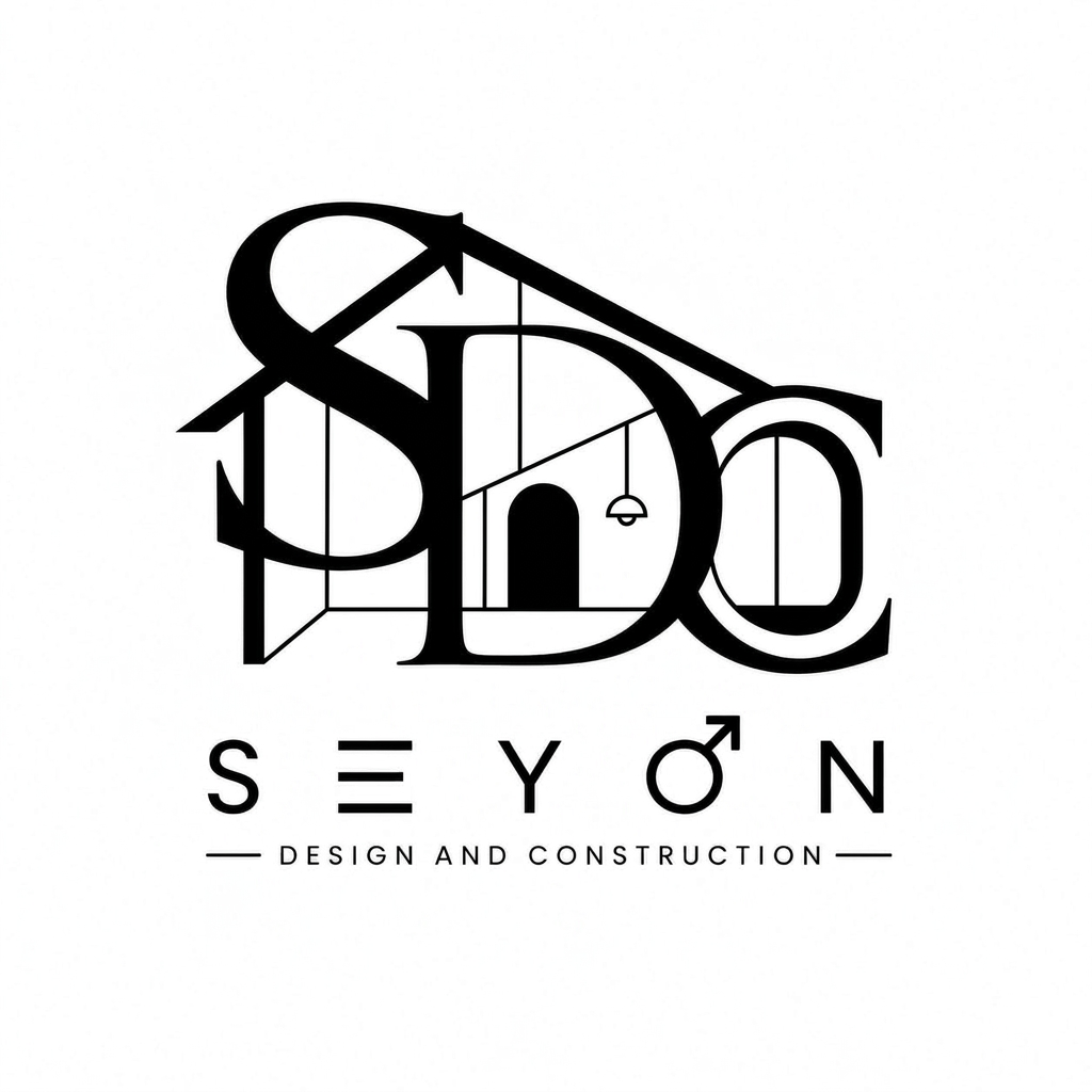 AI Design for plain black logo by collaging SDC letters forming home structure