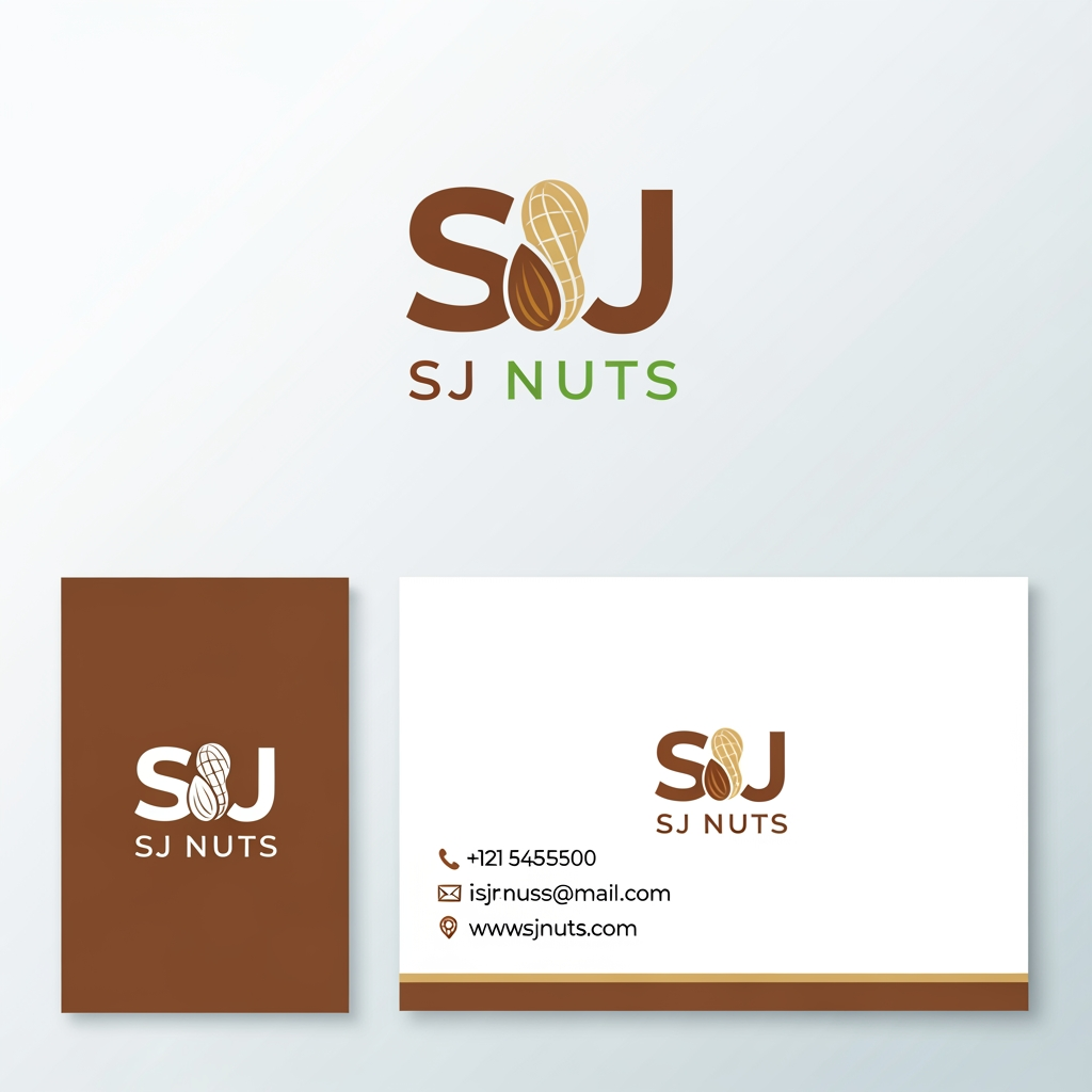 AI Design for SJ NUTS ACCODING U LOGO BUILD AND BUSSINESS CARD