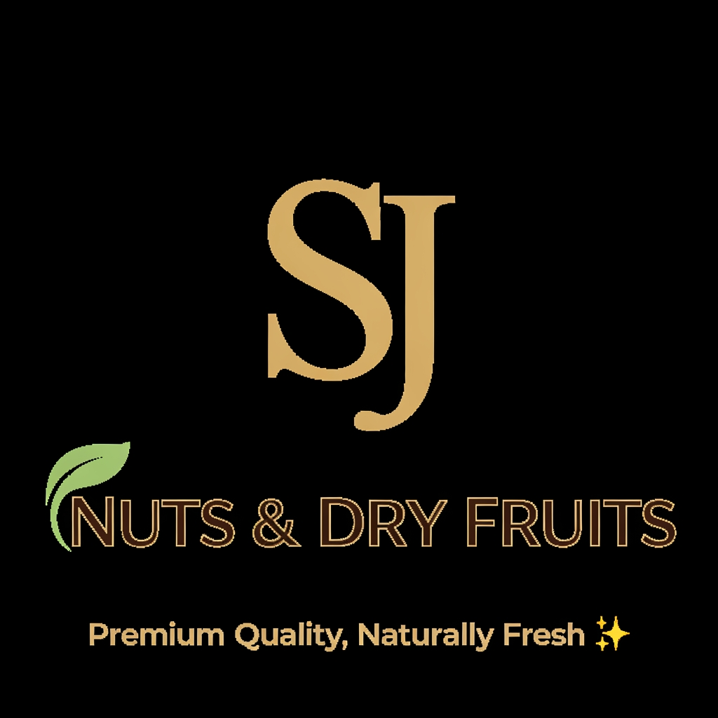 AI Design for 🥜 SJ (golden monogram)
🌰 Nuts & Dry Fruits (dark brown text)
🍃 Small leaf element to represent freshness
Final Brand Version:
SJ Nuts & Dry Fruits
Premium Quality, Naturally Fresh ✨