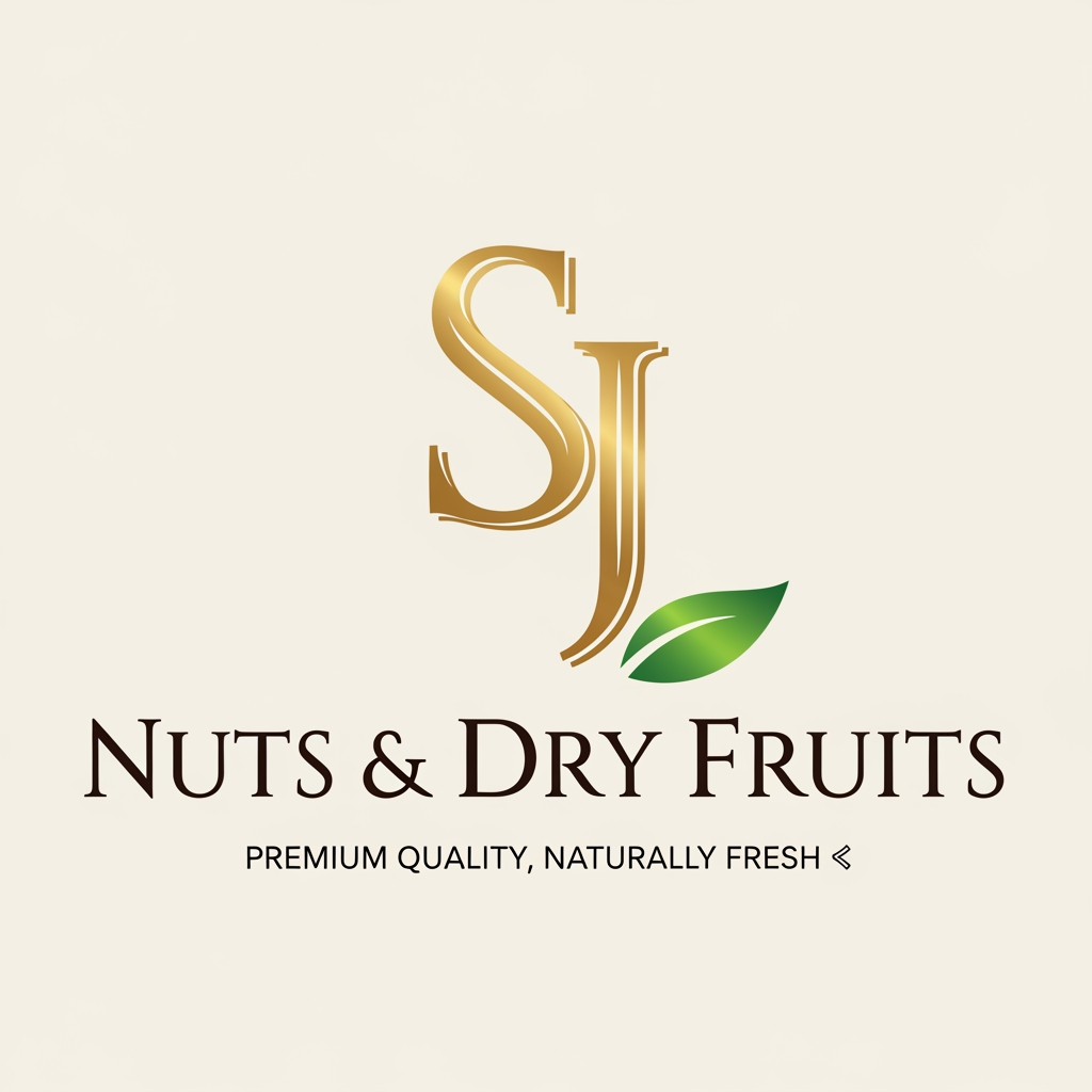AI Design for 🥜 SJ (golden monogram)
🌰 Nuts & Dry Fruits (dark brown text)
🍃 Small leaf element to represent freshness
Final Brand Version:
SJ Nuts & Dry Fruits
Premium Quality, Naturally Fresh ✨