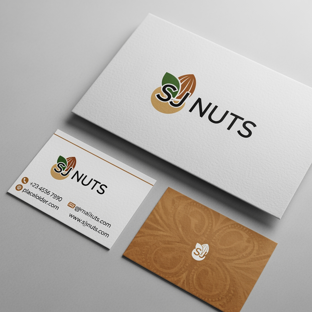 AI Design for SJ NUTS ACCODING U LOGO BUILD AND BUSSINESS CARD