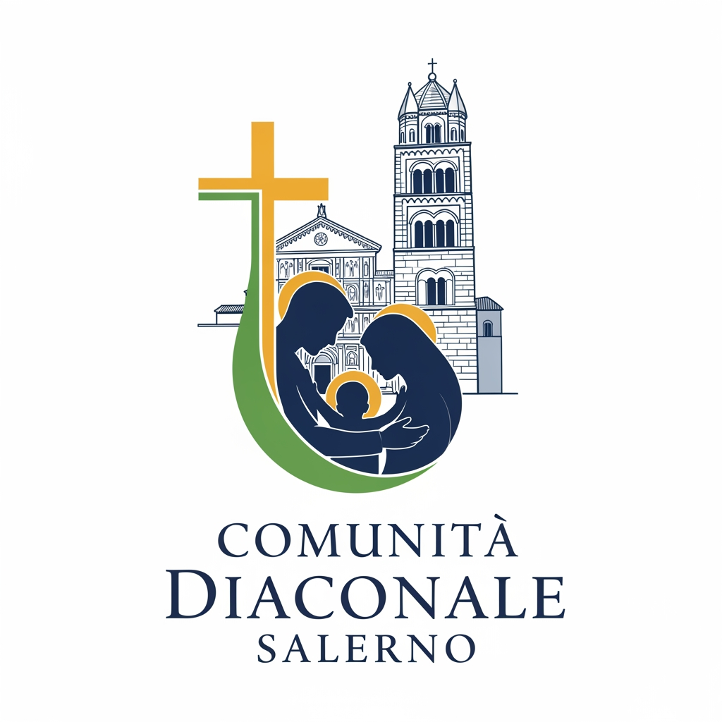 AI Design for disegnami un logo per la comunità diaconale di Salerno, deve includere una croce, una famiglia e il campanile del duomo di salerno!