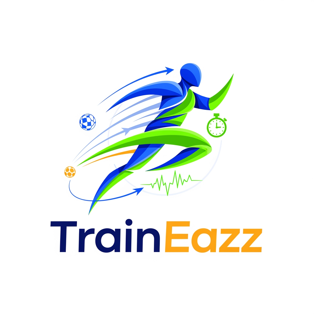 AI Design for create a logo for a sports coaching related app named TrainEazz
use some other sport elemnts