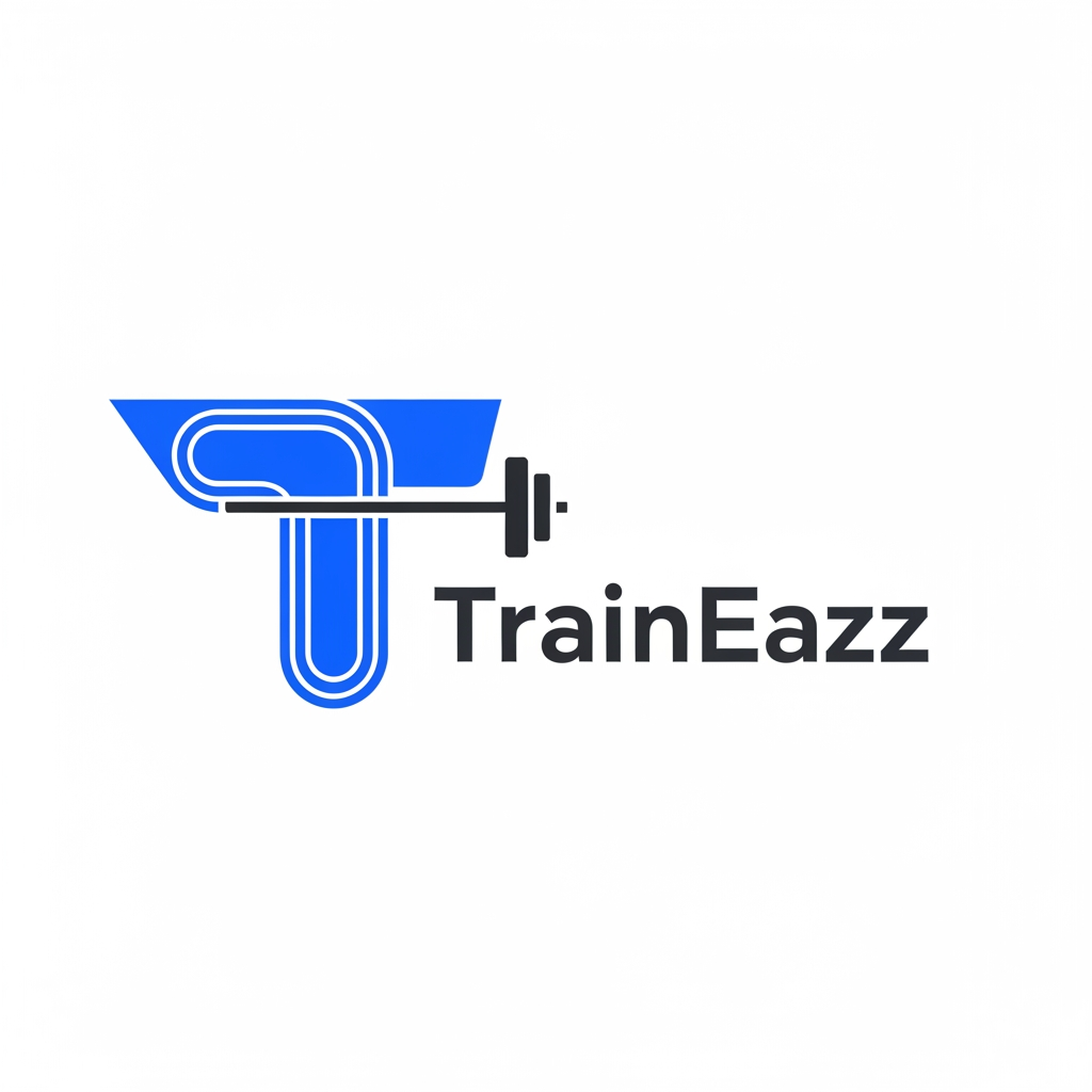AI Design for create a logo for a sports coaching related app named TrainEazz
use some other sport elemnts
more simple design which is easy to print