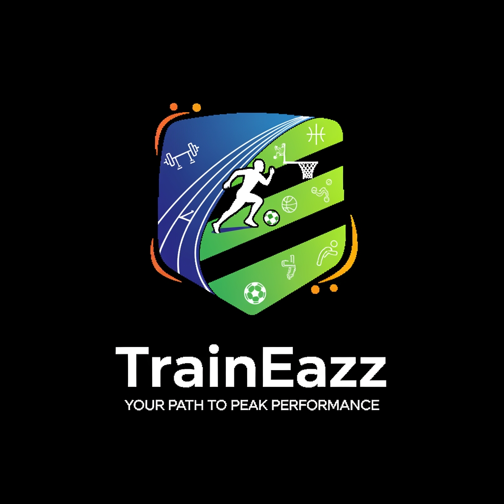AI Design for create a logo for a sports coaching related app named TrainEazz
use some other sport elemnts