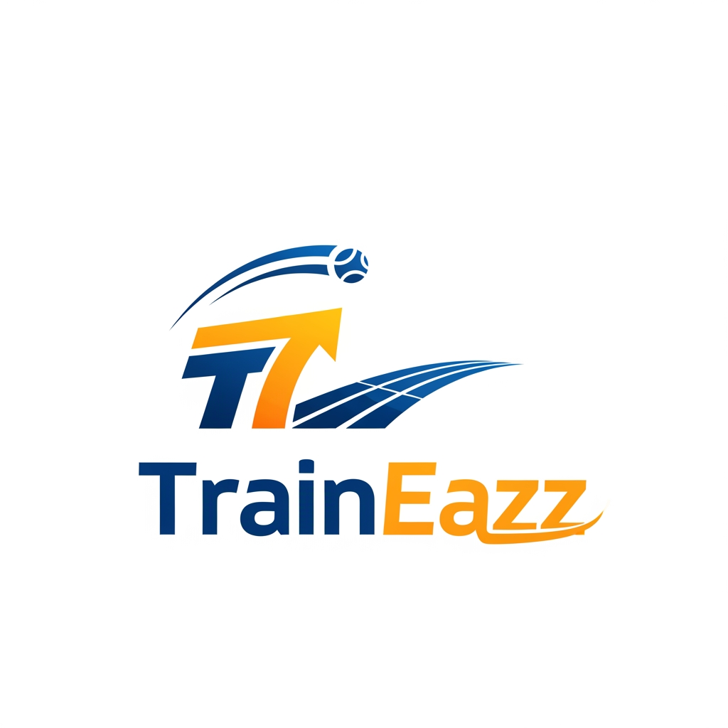 AI Design for create a logo for a sports coaching related app named TrainEazz
use some other sport elemnts