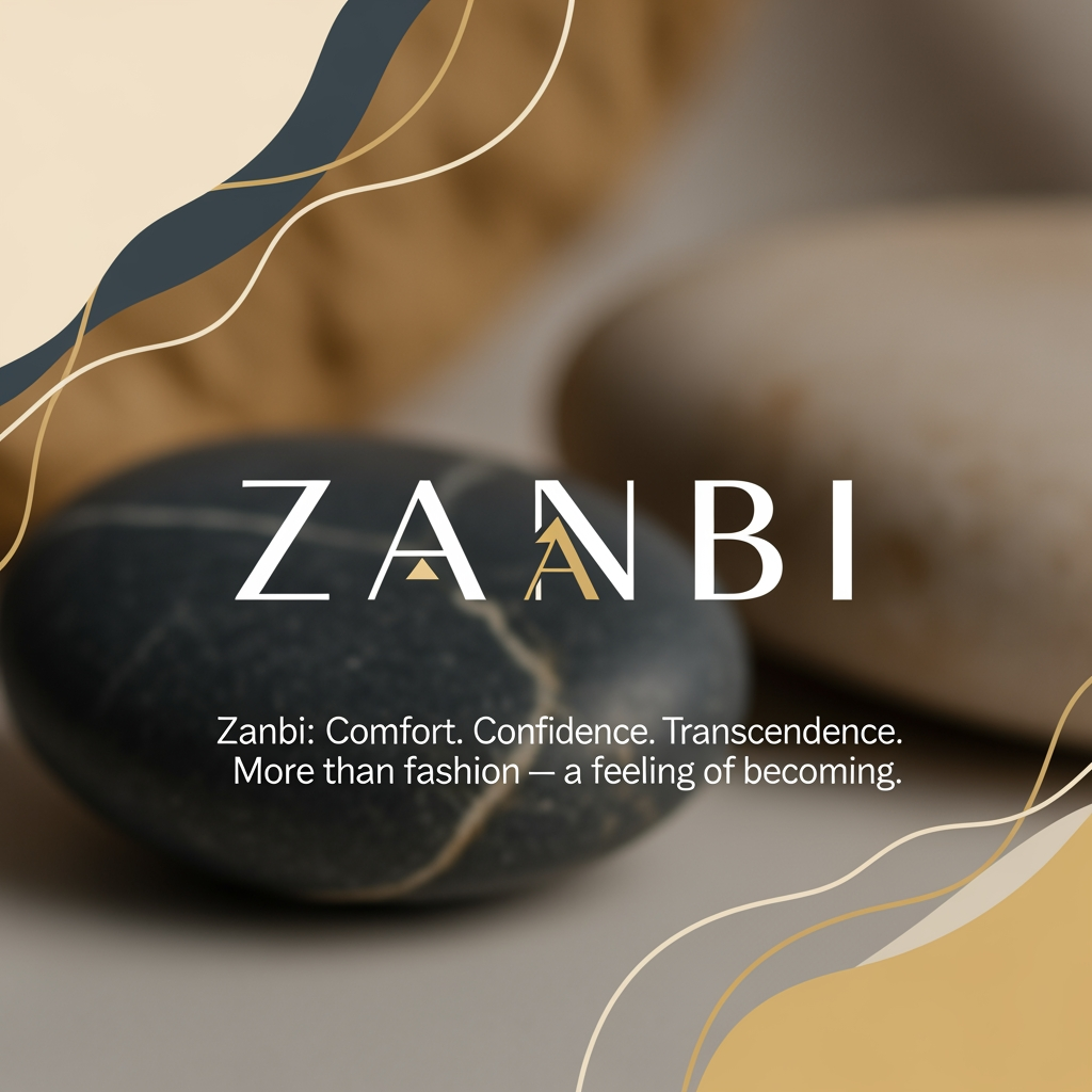 AI Design for ZANBI      Create a premium fashion and lifestyle brand name inspired by the concepts of Transcendence, Comfort, Confidence, Growth, Transformation, Self-Expression, and Emotional Connection. The brand sells clothing, bags, jewelry, accessories, and lifestyle products. The name should capture the feeling of rising above limitations, becoming a better version of yourself, feeling comfortable in your own skin, and carrying quiet confidence. It should feel luxurious yet approachable, elegant, timeless, memorable, easy to pronounce, and suitable for a global fashion brand. Generate short original names (4–8 letters) that evoke transcendence, comfort, confidence, empowerment, warmth, belonging, and personal evolution. Avoid existing famous brands. For each name, provide a meaning, brand story, and slogan. The overall emotion should be: "Comfort. Confidence. Transcendence." and "More than fashion—a feeling of becoming." ✨  
with model
mix this 5 word feeling an