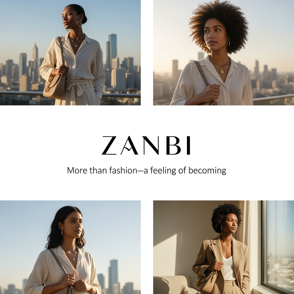 AI Design for ZANBI      Create a premium fashion and lifestyle brand name inspired by the concepts of Transcendence, Comfort, Confidence, Growth, Transformation, Self-Expression, and Emotional Connection. The brand sells clothing, bags, jewelry, accessories, and lifestyle products. The name should capture the feeling of rising above limitations, becoming a better version of yourself, feeling comfortable in your own skin, and carrying quiet confidence. It should feel luxurious yet approachable, elegant, timeless, memorable, easy to pronounce, and suitable for a global fashion brand. Generate short original names (4–8 letters) that evoke transcendence, comfort, confidence, empowerment, warmth, belonging, and personal evolution. Avoid existing famous brands. For each name, provide a meaning, brand story, and slogan. The overall emotion should be: "Comfort. Confidence. Transcendence." and "More than fashion—a feeling of becoming." ✨

mix this 5 word feeling an