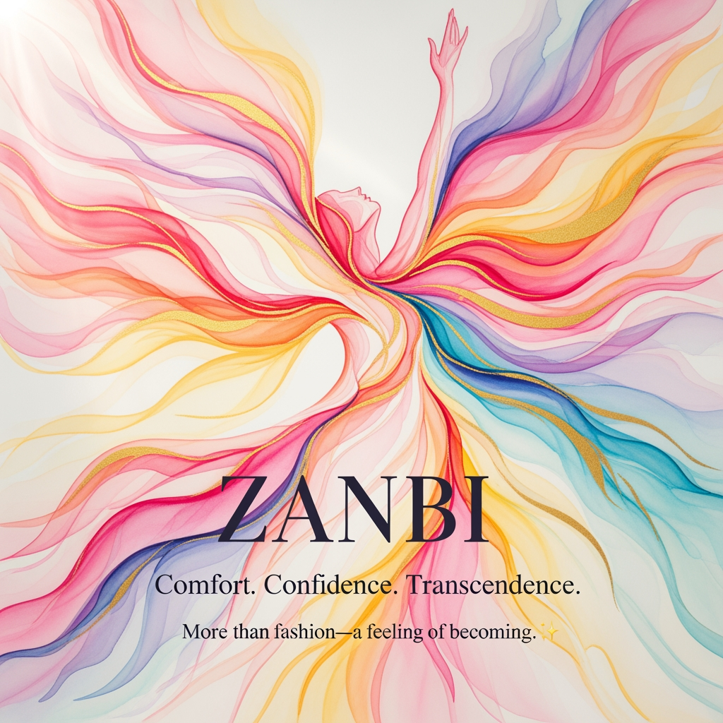 AI Design for ZANBI      Create a premium fashion and lifestyle brand name inspired by the concepts of Transcendence, Comfort, Confidence, Growth, Transformation, Self-Expression, and Emotional Connection. The brand sells clothing, bags, jewelry, accessories, and lifestyle products. The name should capture the feeling of rising above limitations, becoming a better version of yourself, feeling comfortable in your own skin, and carrying quiet confidence. It should feel luxurious yet approachable, elegant, timeless, memorable, easy to pronounce, and suitable for a global fashion brand. Generate short original names (4–8 letters) that evoke transcendence, comfort, confidence, empowerment, warmth, belonging, and personal evolution. Avoid existing famous brands. For each name, provide a meaning, brand story, and slogan. The overall emotion should be: "Comfort. Confidence. Transcendence." and "More than fashion—a feeling of becoming." ✨

mix this 5 word feeling an