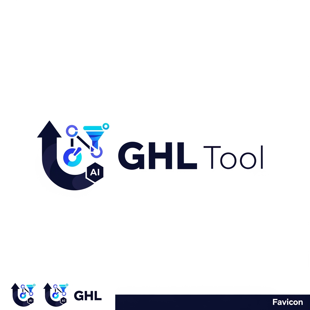 AI Design for Create a premium, modern SaaS logo for a brand named "GHL Tool".

Design a unique and memorable logo that combines the concepts of GoHighLevel automation, CRM systems, lead generation, AI-powered workflows, sales funnels, customer journeys, marketing technology, and business growth.

The logo should feature a clean geometric icon positioned to the left of the brand name, similar to top SaaS companies and marketplace brands. Create an innovative symbol using a combination of:

Upward growth arrow
Workflow automation nodes
Conversion funnel
Digital connectivity
CRM pipeline
AI intelligence
Business scaling

Use clever negative space to create a distinctive and recognizable icon. The symbol should feel premium, futuristic, and professional while remaining simple and scalable.

Visual Style
Modern SaaS branding
Silicon Valley startup aesthetic
Clean vector design
Minimalist luxury
Enterprise software quality
Professional marketplace branding
Geometric precision
Smooth curves
Balanced proportions
Typography

Use a bold modern sans-serif font.

Text:
GHL Tool

The word "GHL" should appear stronger and more prominent, while "Tool" should complement it with a modern professional style.

Color Palette
Electric Blue
Deep Navy
Bright Cyan
Subtle gradient transitions
White background
Logo Layout
Icon on the left
Company name on the right
Horizontal logo format
App icon version included
Favicon-ready design
Inspiration

Inspired by:

Level Up Marketplace
HubSpot
Stripe
ClickUp
Airtable
Linear
Salesforce
Monday.com
Quality Requirements
Ultra-sharp vector appearance
Behance-quality branding
Dribbble-featured logo style
Billion-dollar startup branding
Clean white background
Professional presentation mockup
Negative Prompt

Avoid:

Clipart
Generic stock logos
Cartoon style
Mascots
Complex illustrations
Low quality
Pixelation
Watermarks
Overused arrows
Random shapes
Poor typography
Outdated design trends
Creative Direction

Create a single iconic symbol that subtly combines:

A growth arrow
Workflow nodes
A funnel shape
Connected network paths

using elegant negative space so the logo instantly communicates automation, growth, and business systems while remaining simple and memorable.