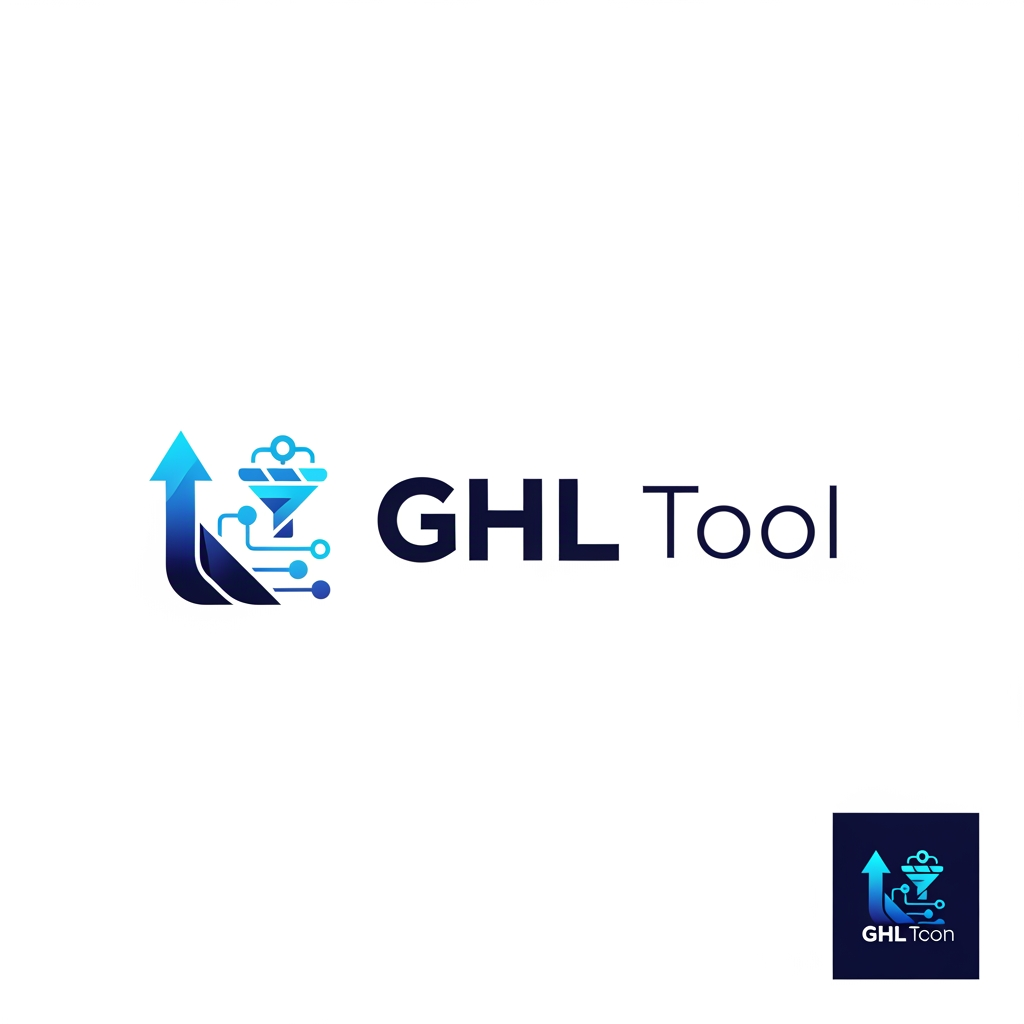 AI Design for Create a premium, modern SaaS logo for a brand named "GHL Tool".

Design a unique and memorable logo that combines the concepts of GoHighLevel automation, CRM systems, lead generation, AI-powered workflows, sales funnels, customer journeys, marketing technology, and business growth.

The logo should feature a clean geometric icon positioned to the left of the brand name, similar to top SaaS companies and marketplace brands. Create an innovative symbol using a combination of:

Upward growth arrow
Workflow automation nodes
Conversion funnel
Digital connectivity
CRM pipeline
AI intelligence
Business scaling

Use clever negative space to create a distinctive and recognizable icon. The symbol should feel premium, futuristic, and professional while remaining simple and scalable.

Visual Style
Modern SaaS branding
Silicon Valley startup aesthetic
Clean vector design
Minimalist luxury
Enterprise software quality
Professional marketplace branding
Geometric precision
Smooth curves
Balanced proportions
Typography

Use a bold modern sans-serif font.

Text:
GHL Tool

The word "GHL" should appear stronger and more prominent, while "Tool" should complement it with a modern professional style.

Color Palette
Electric Blue
Deep Navy
Bright Cyan
Subtle gradient transitions
White background
Logo Layout
Icon on the left
Company name on the right
Horizontal logo format
App icon version included
Favicon-ready design
Inspiration

Inspired by:

Level Up Marketplace
HubSpot
Stripe
ClickUp
Airtable
Linear
Salesforce
Monday.com
Quality Requirements
Ultra-sharp vector appearance
Behance-quality branding
Dribbble-featured logo style
Billion-dollar startup branding
Clean white background
Professional presentation mockup
Negative Prompt

Avoid:

Clipart
Generic stock logos
Cartoon style
Mascots
Complex illustrations
Low quality
Pixelation
Watermarks
Overused arrows
Random shapes
Poor typography
Outdated design trends
Creative Direction

Create a single iconic symbol that subtly combines:

A growth arrow
Workflow nodes
A funnel shape
Connected network paths

using elegant negative space so the logo instantly communicates automation, growth, and business systems while remaining simple and memorable.