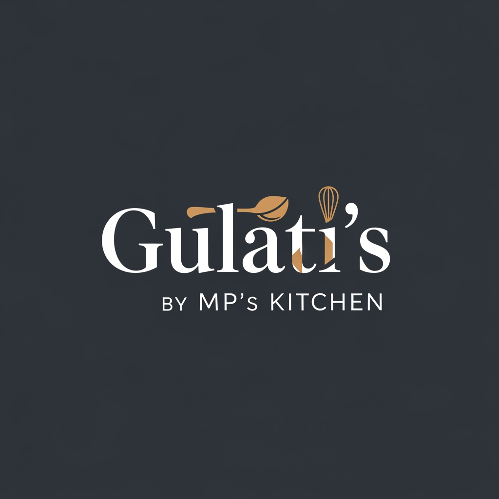 AI Design for My brand name is Gulati's by Mp's Kitchen the logo should be aesthetic, classy yet simple and i want only 2 colors to be used