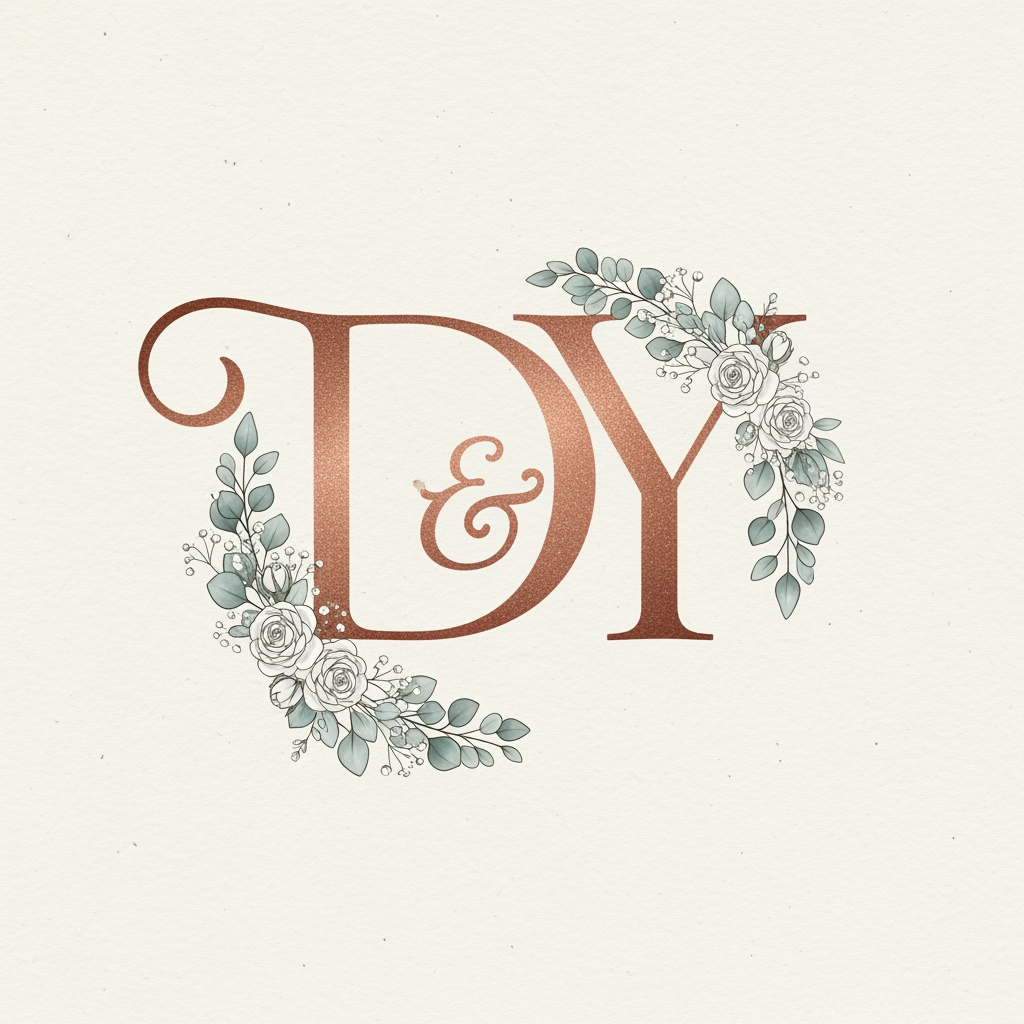AI Design for generate a logo with d and y letter for wedding invitation