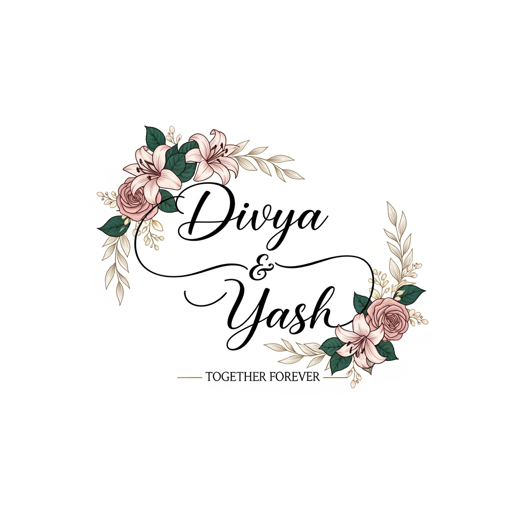 AI Design for generate a logo for divya and yash names together for wedding invitation