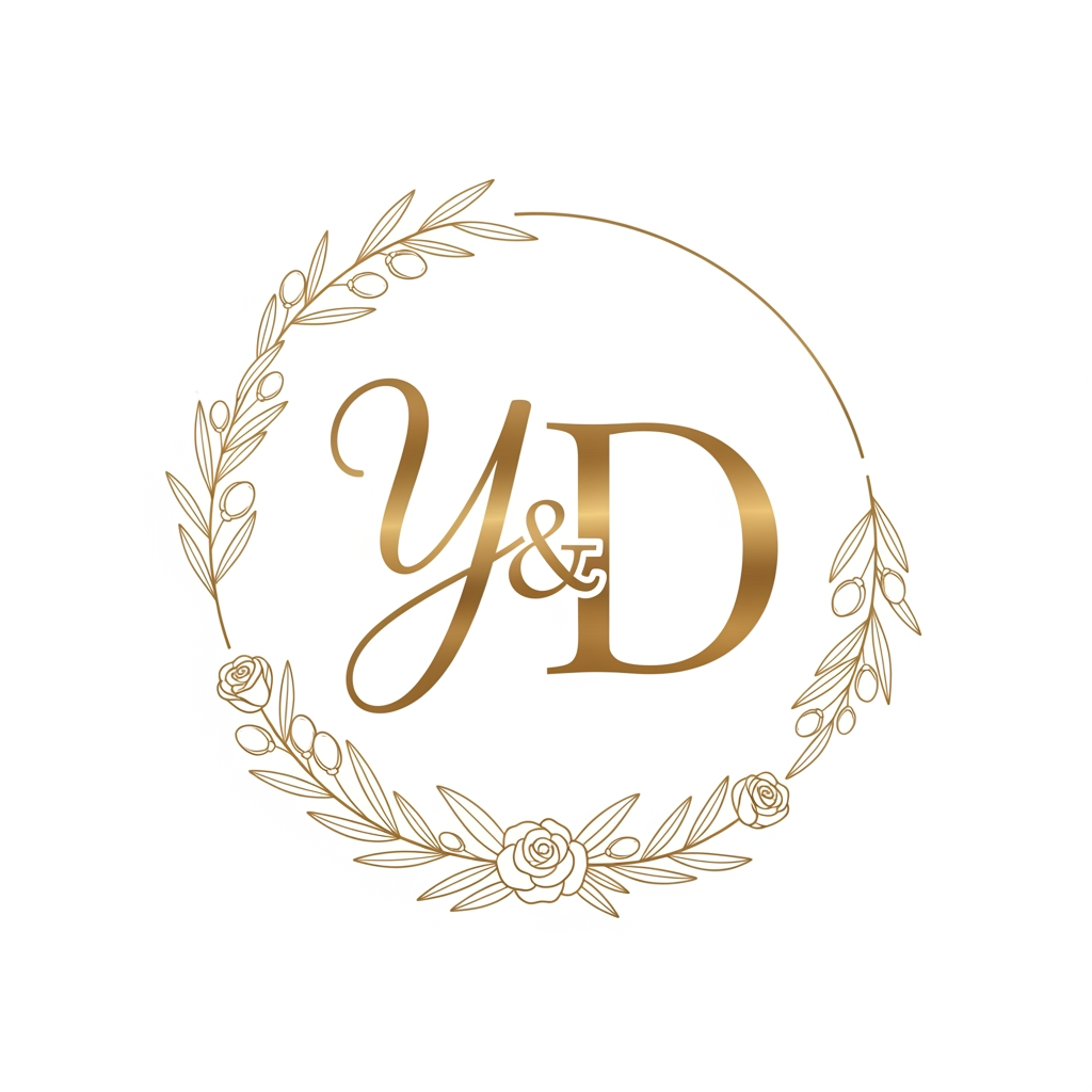AI Design for generate a logo with y & d etter for wedding invitation
