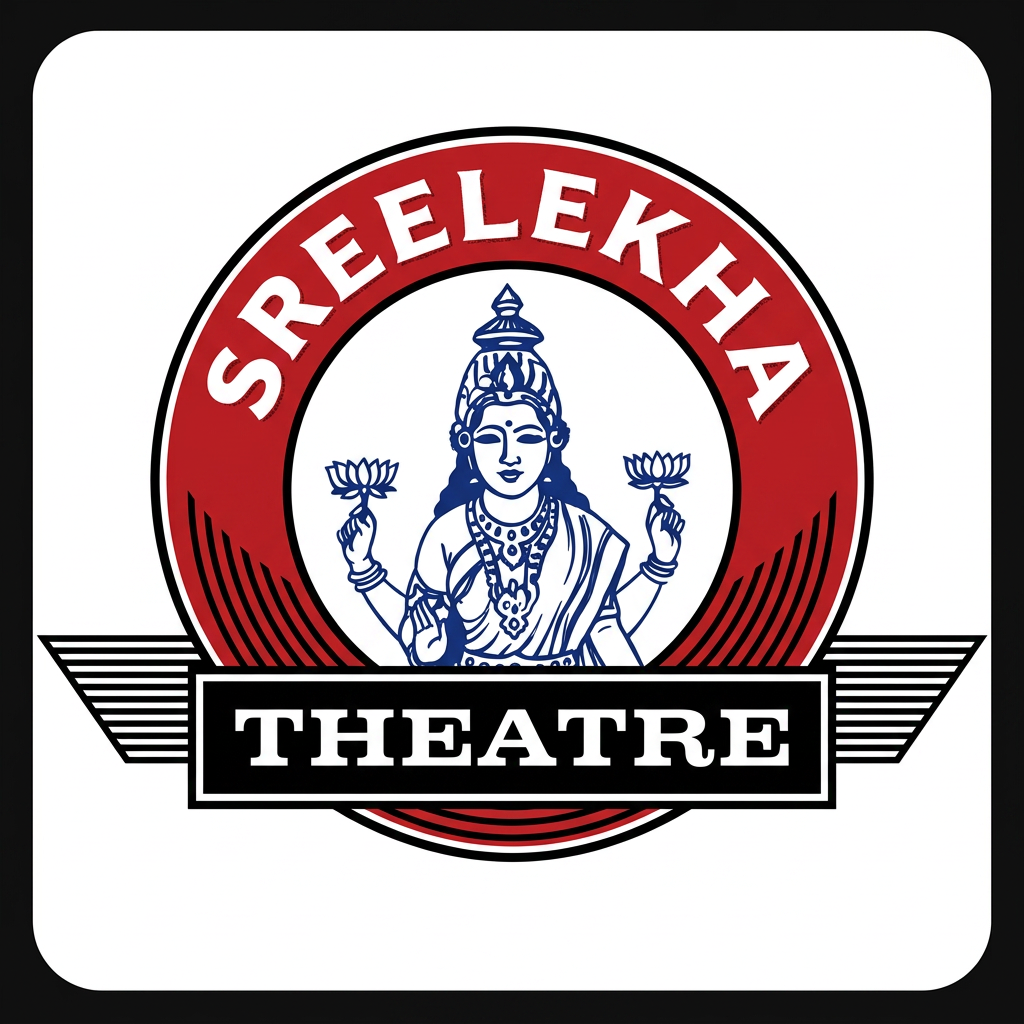 AI Design for Recreate the uploaded Sree Lekha Theatre logo as a clean professional vector logo.
Requirements:
* Replicate the original logo layout exactly.
* Maintain the circular red emblem.
* Preserve the Lakshmi goddess illustration in the center.
* Keep the wing-like horizontal striped elements extending on both sides.
* Keep the rectangular black banner across the middle.
* Maintain the original proportions and geometry.
Design Style:
* Convert the logo into a modern vector format.
* Clean sharp edges.
* Perfect symmetry.
* Consistent line weights.
* Professional brand-quality finish.
* Suitable for websites, print, signage, business cards, and social media.
Colors:
* Red: rich cinema red
* Black: deep black
* White: pure white
* Blue: traditional royal blue for the Lakshmi illustration
Typography:
Top Arc:
"SREELEKHA"
Bottom Banner:
"THEATRE"
Typography should match the original logo as closely as possible while being professionally redrawn.
Important:
Do not redesign or modernize the concept.
Do not change the goddess illustration.
Do not simplify the emblem.
Do not change the structure.
The goal is an accurate vector recreation of the original Sree Lekha Theatre logo with professional quality and clean scalable geometry.