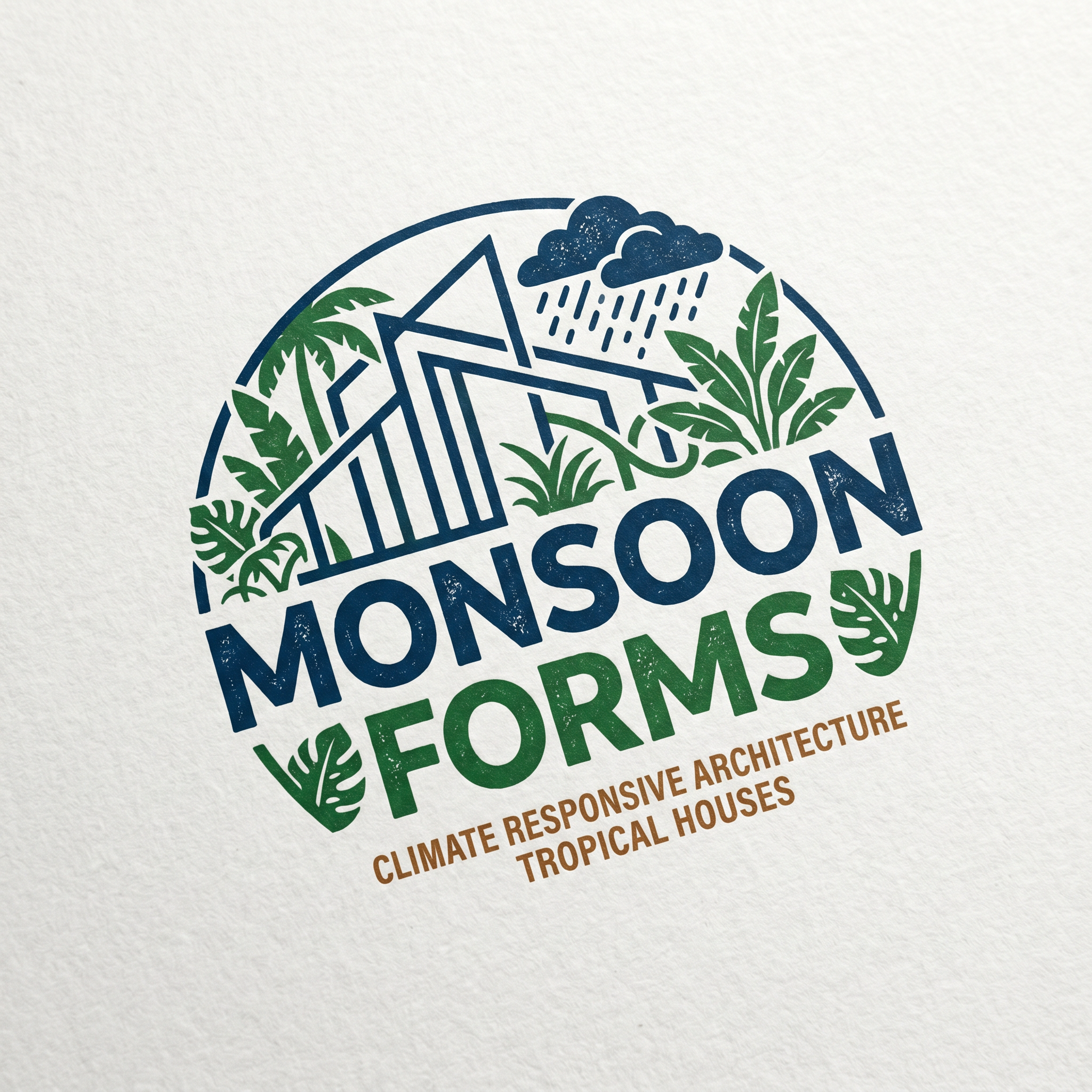 AI Design for MONSOON FORMS LOGO IT IS A COMPANY FOR ARCHITECTURE TROPICAL HOUSES CLIMATE RESPOSIVE