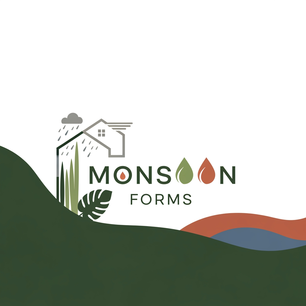 AI Design for MONSOON FORMS LOGO IT IS A COMPANY FOR ARCHITECTURE TROPICAL HOUSES CLIMATE RESPOSIVE