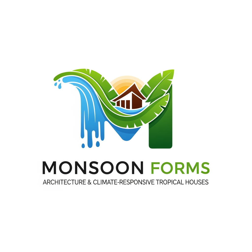 AI Design for MONSOON FORMS LOGO IT IS A COMPANY FOR ARCHITECTURE TROPICAL HOUSES CLIMATE RESPOSIVE