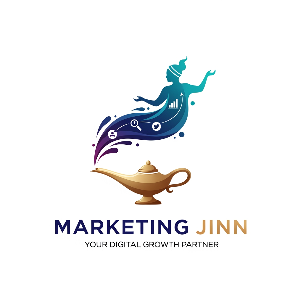 AI Design for Create a logo for a digital marketing agency and name is "Marketing Jinn" and slogan "Your Digital Growth Partner."