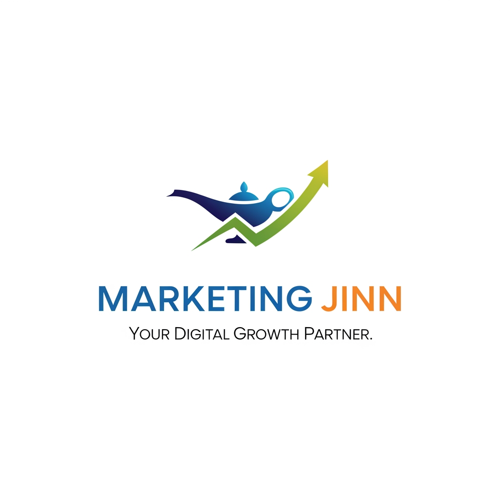 AI Design for Create a logo for a digital marketing agency and name is "Marketing Jinn" and slogan "Your Digital Growth Partner." and in simple and prfessional way