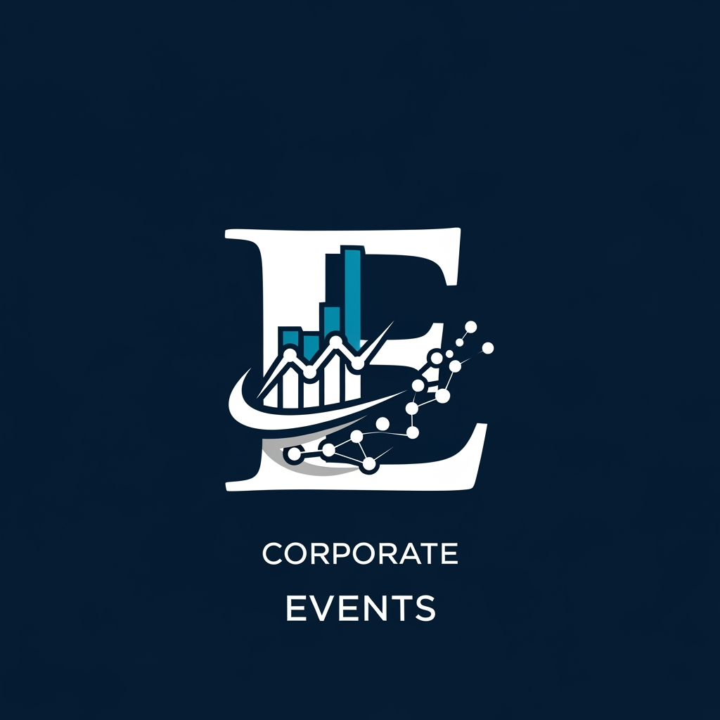 AI Design for later of 'E' make a logo with symbole of corporate events
