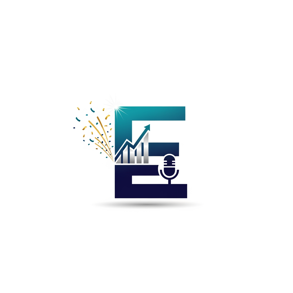 AI Design for later of 'E' make a logo with symbole of corporate events