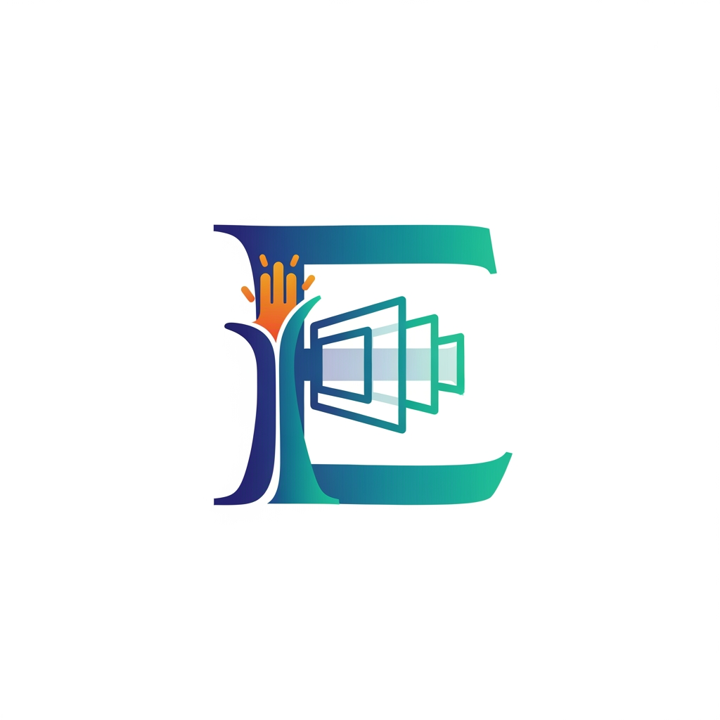 AI Design for later of 'E' make a logo with symbole of corporate events