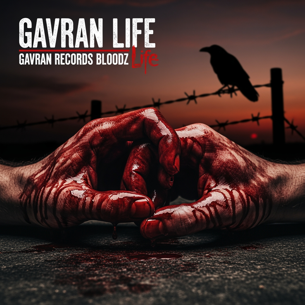 AI Design for song thumbnail Gavran Life,bz gavran records bloodz hands