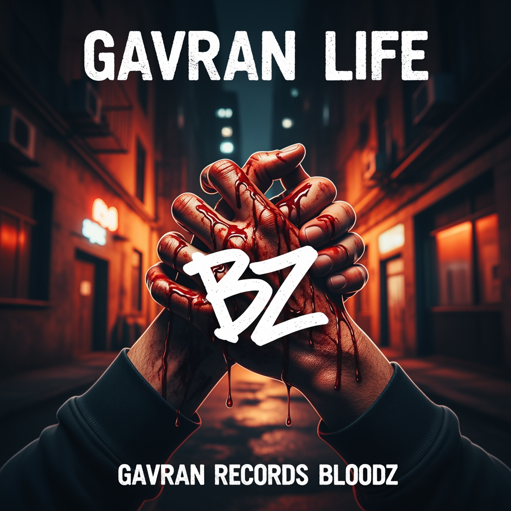 AI Design for song thumbnail Gavran Life,bz gavran records bloodz hands