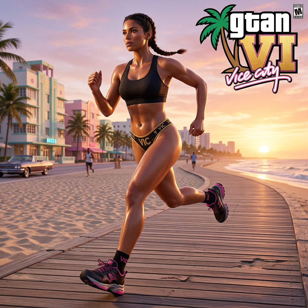 AI Design for sexy gta 6 cahrachter running in thongs