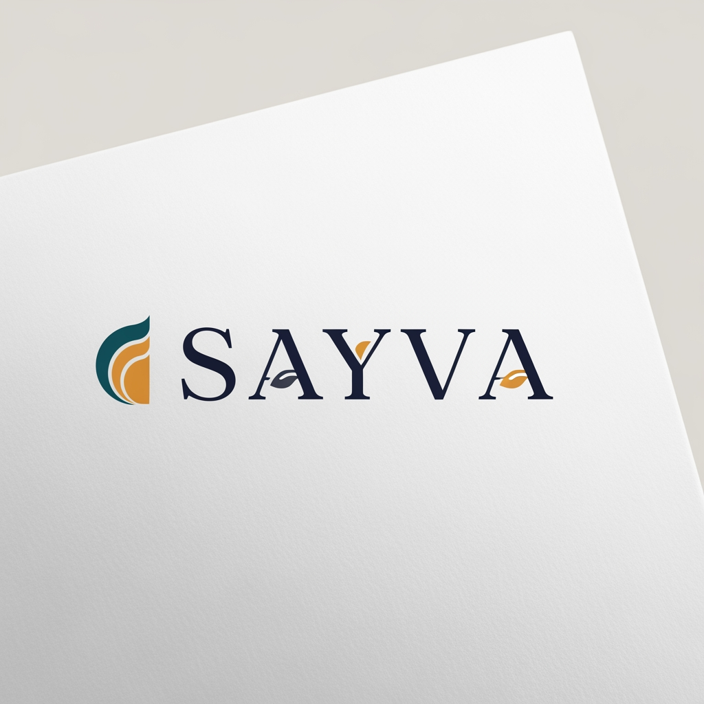 AI Design for generate me a loho in which a very small amount of South Asian motif - it should be very very subtle We don’t need a rainbow of colors. Professional, modern, so it pops. Font should be super easy to read when it’s tiny as well as large We also don’t need the word “teens” in the logo. Just "SAYVA". gENERATE ME A CLEAN LOGO ACC TO CLIENT INSTRUCTIONS