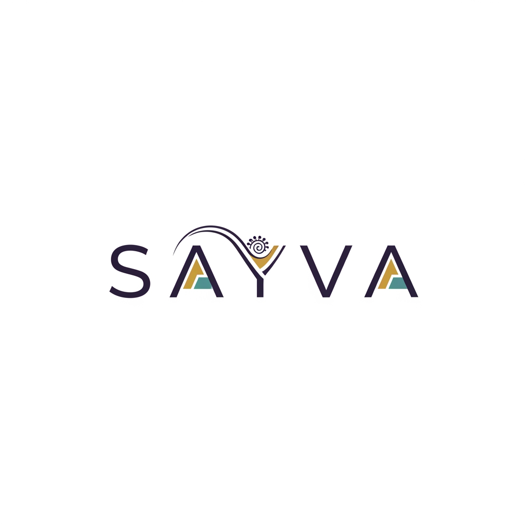 AI Design for generate me a loho in which a very small amount of South Asian motif - it should be very very subtle We don’t need a rainbow of colors. Professional, modern, so it pops. Font should be super easy to read when it’s tiny as well as large We also don’t need the word “teens” in the logo. Just "SAYVA". gENERATE ME A CLEAN LOGO ACC TO CLIENT INSTRUCTIONS
