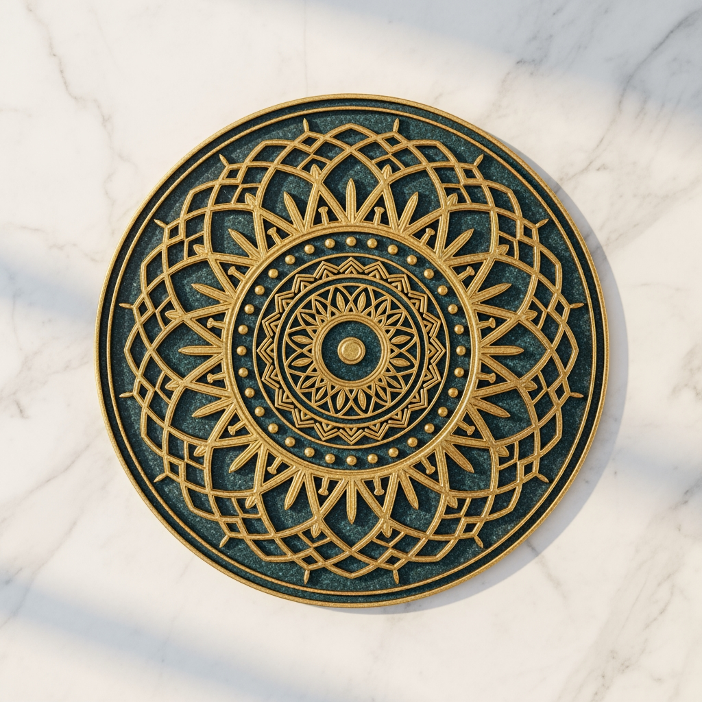 AI Design for Decorative Mandala
Concept: “Ritual” suggests traditions, meaningful objects, and artistic living.
Ideas:
* Minimal mandala
* Decorative circular emblem
* Geometric ornamental pattern
Feeling: Luxury home accessories with soul and culture.