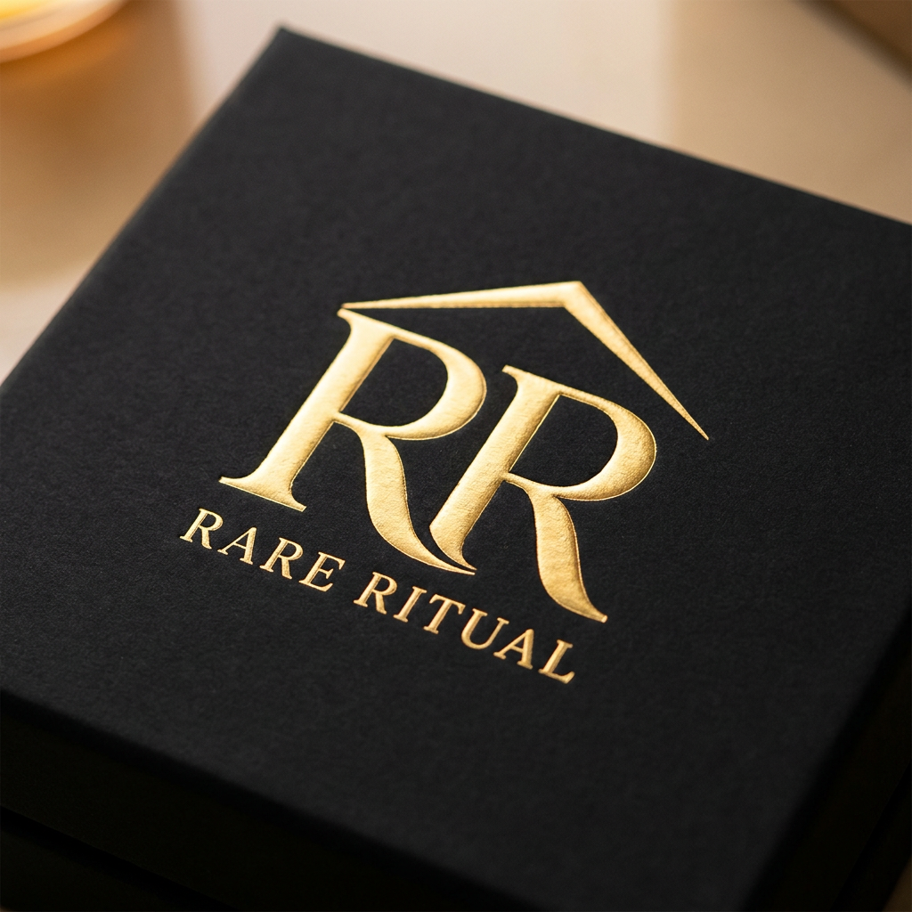 AI Design for Monogram “RR”
Concept: Create an elegant monogram using the two Rs from RARE RITUAL.
Ideas:
* Interlocking Rs forming a decorative pattern
* Rs creating the silhouette of a house
* One R mirrored to create symmetry
* Gold foil effect on black packaging
Feeling: Luxury, premium gifting, high-end décor.
References: Louis Vuitton, Chanel, YSL monograms.