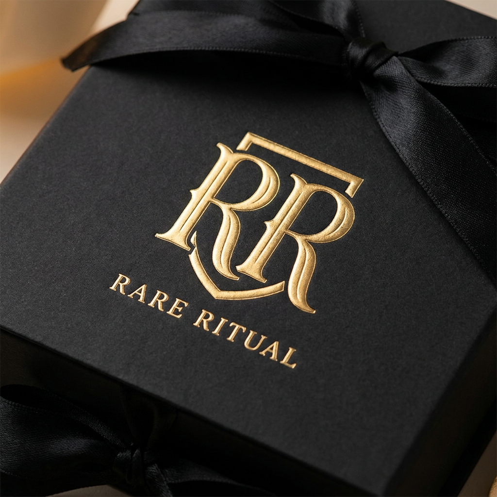 AI Design for Monogram “RR”
Concept: Create an elegant monogram using the two Rs from RARE RITUAL.
Ideas:
* Interlocking Rs forming a decorative pattern
* Rs creating the silhouette of a house
* One R mirrored to create symmetry
* Gold foil effect on black packaging
Feeling: Luxury, premium gifting, high-end décor.
References: Louis Vuitton, Chanel, YSL monograms.