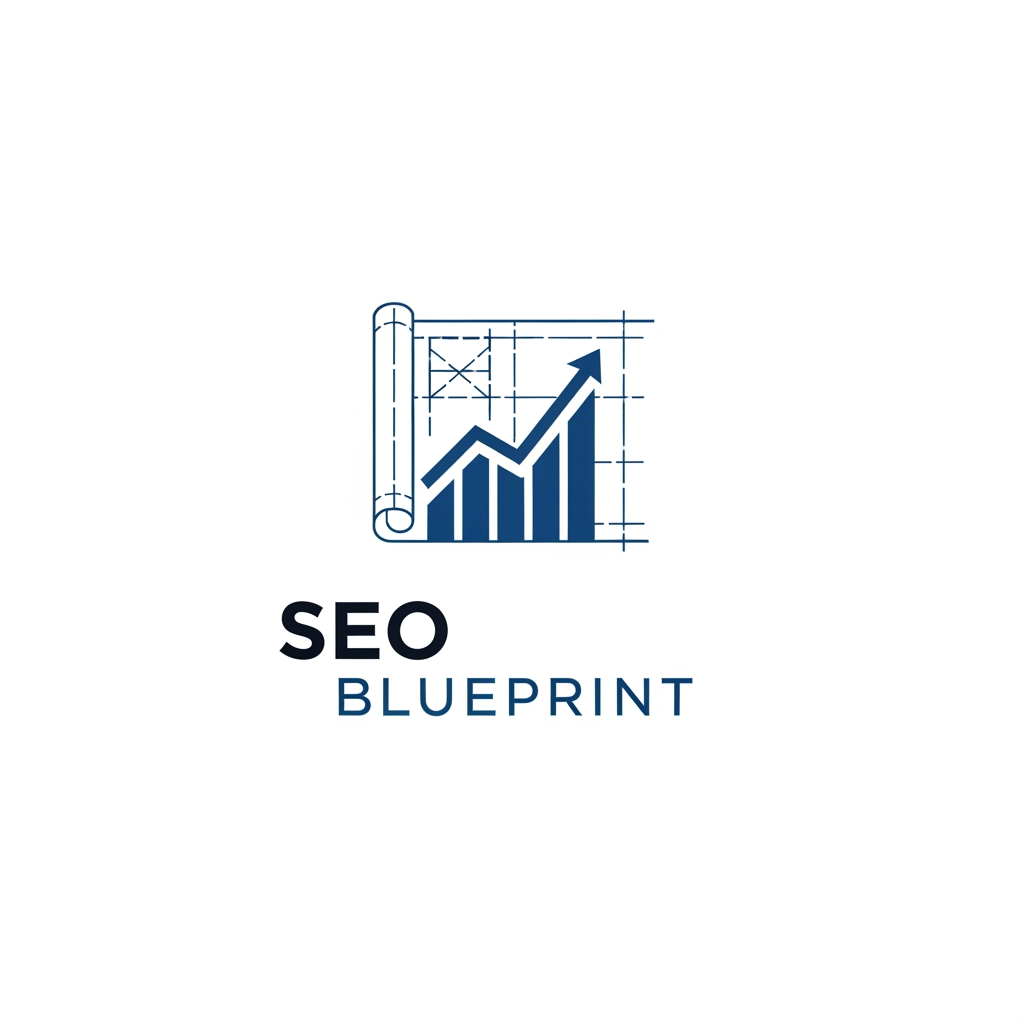 AI Design for Create a modern minimalist logo for "SEO Blueprint". Use a clean blueprint-inspired design combined with an upward growth chart. Professional, premium, corporate branding style. Simple vector logo, strong typography, white background, suitable for TikTok, website, and digital marketing brand.