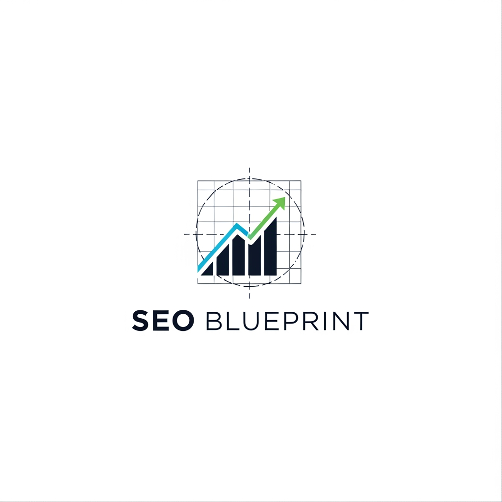 AI Design for Create a modern minimalist logo for "SEO Blueprint". Use a clean blueprint-inspired design combined with an upward growth chart. Professional, premium, corporate branding style. Simple vector logo, strong typography, white background, suitable for TikTok, website, and digital marketing brand.