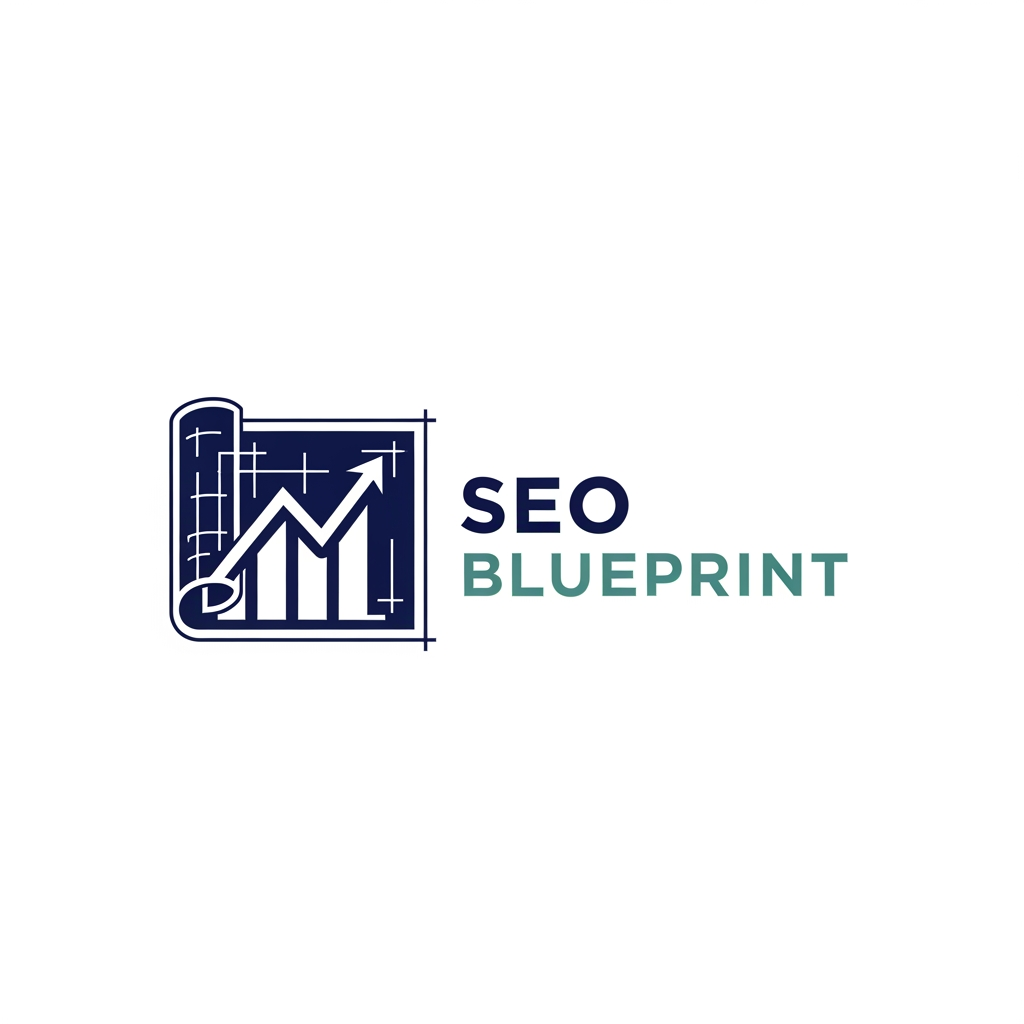 AI Design for Create a modern minimalist logo for "SEO Blueprint". Use a clean blueprint-inspired design combined with an upward growth chart. Professional, premium, corporate branding style. Simple vector logo, strong typography, white background, suitable for TikTok, website, and digital marketing brand.