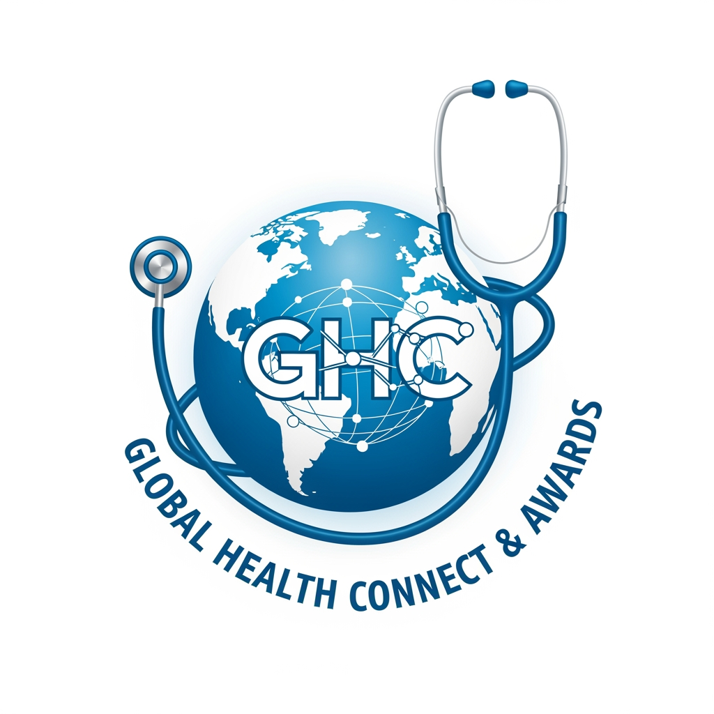 AI Design for GLOBAL HEALTH CONNECT SUMMIT & AWARDS ee content vechu eniku oru logo generate chythu thaeramo. "GHC " ee text oru globelinte ullill varunna poleyum.GLOBAL HEALTH CONNECT SUMMIT & AWARDS ethu aa globelinu chuttum varunna poleyum akki tharamo sky blu and white theamil ahnn venadath. generate it. eniku oru medical feel kittunna logoyan vendath athu kond oru stethescop aa globil chuttiya poleyum venam.