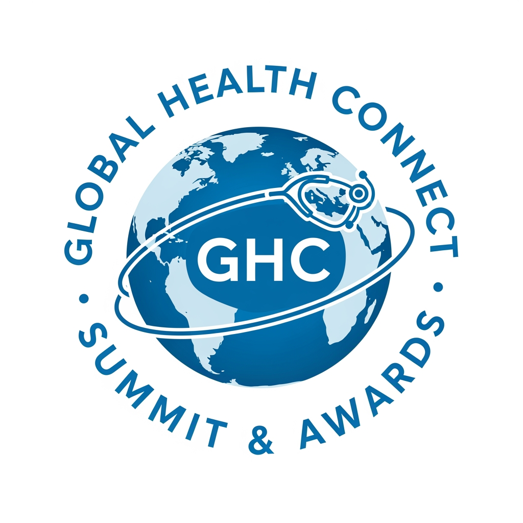 AI Design for GLOBAL HEALTH CONNECT SUMMIT & AWARDS ee content vechu eniku oru logo generate chythu thaeramo. "GHC " ee text oru globelinte ullill varunna poleyum.GLOBAL HEALTH CONNECT SUMMIT & AWARDS ethu aa globelinu chuttum varunna poleyum akki tharamo sky blu and white theamil ahnn venadath. generate it. eniku oru medical feel kittunna logoyan vendath athu kond oru stethescop aa globil chuttiya poleyum venam.