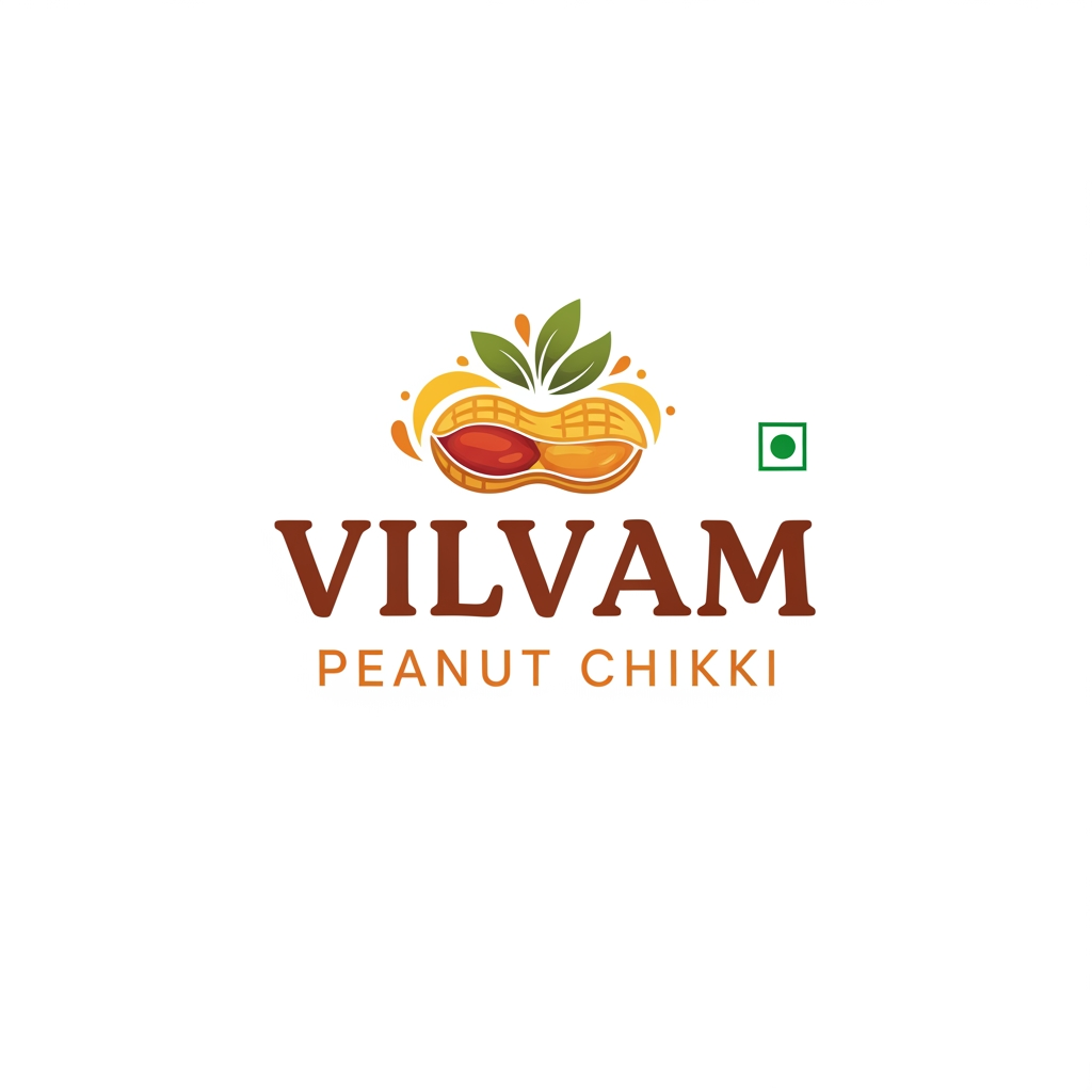 AI Design for logo for FMCG brand named "VILVAM," which specializes in
Peanut Chikki.