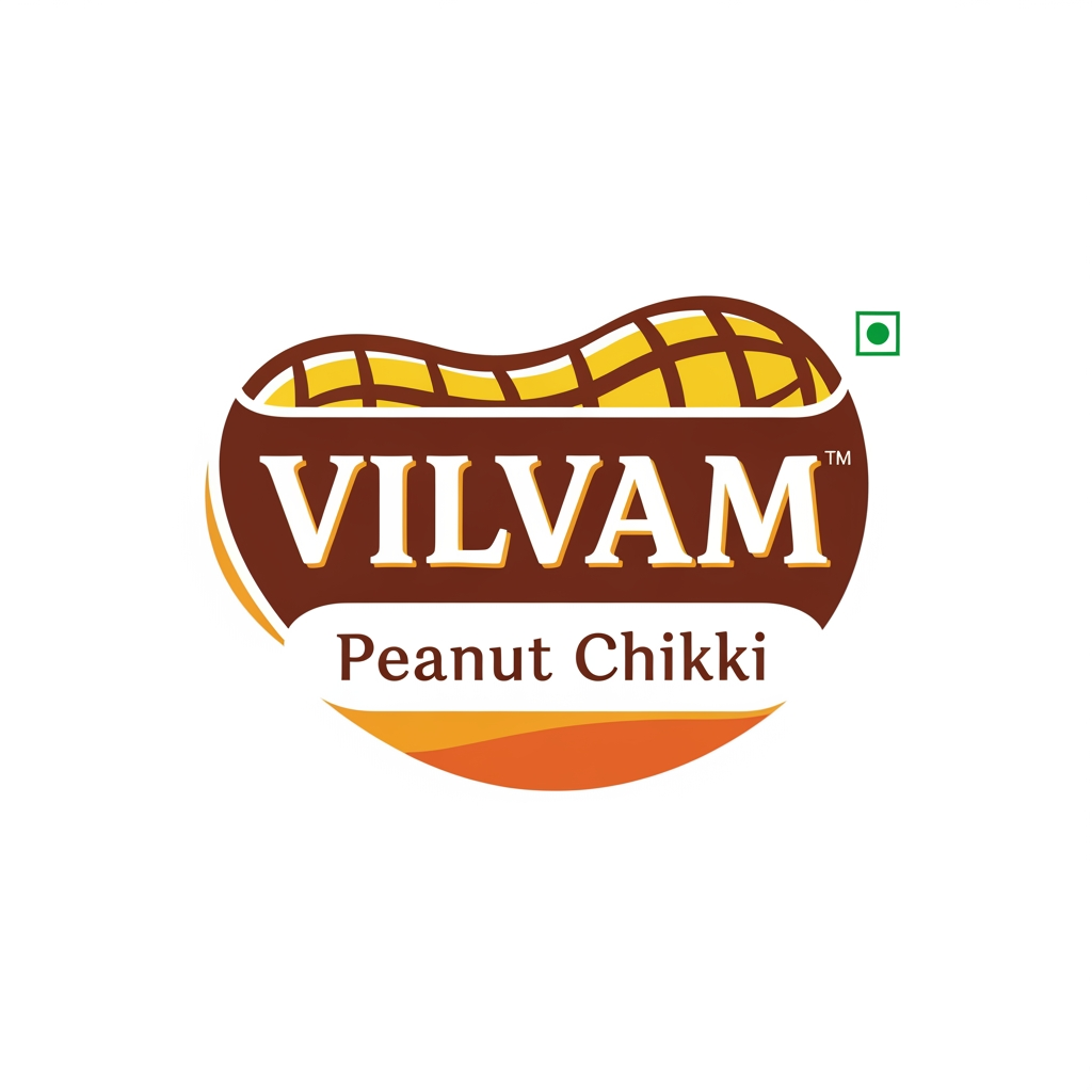 AI Design for logo for FMCG brand named "VILVAM," which specializes in
Peanut Chikki.