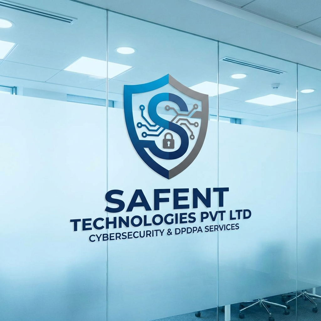 AI Design for my company name is safent technologies pvt ltd and this companys provides cybersecurity services like dpdpa so make for me a logo