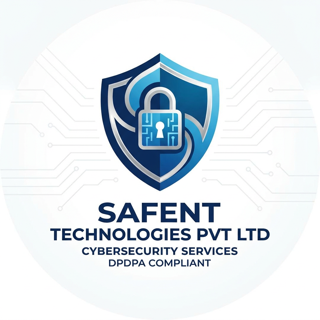 AI Design for my company name is safent technologies pvt ltd and this companys provides cybersecurity services like dpdpa so make for me a logo