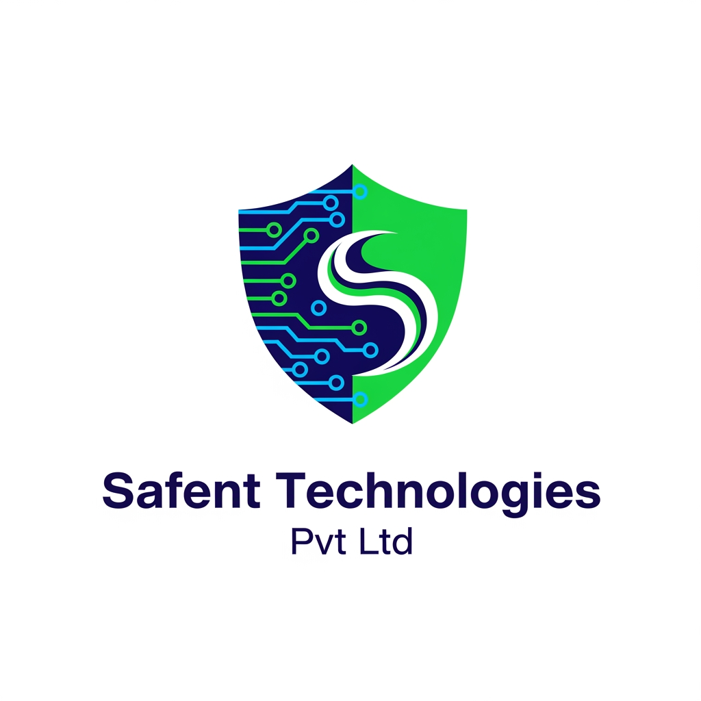 AI Design for my company name is safent technologies pvt ltd and this companys provides cybersecurity services like dpdpa so make for me a logo