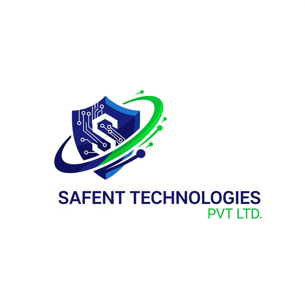 AI Design for my company name is safent technologies pvt ltd and this companys provides cybersecurity services like dpdpa so make for me a logo