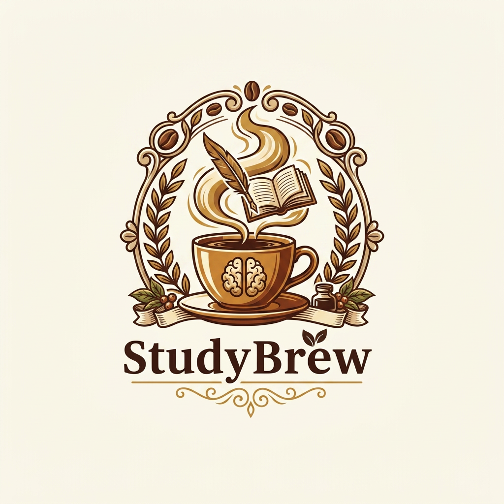 AI Design for a logo for a brand name studybrew for cafe style learning or studying aesthetic more attractive