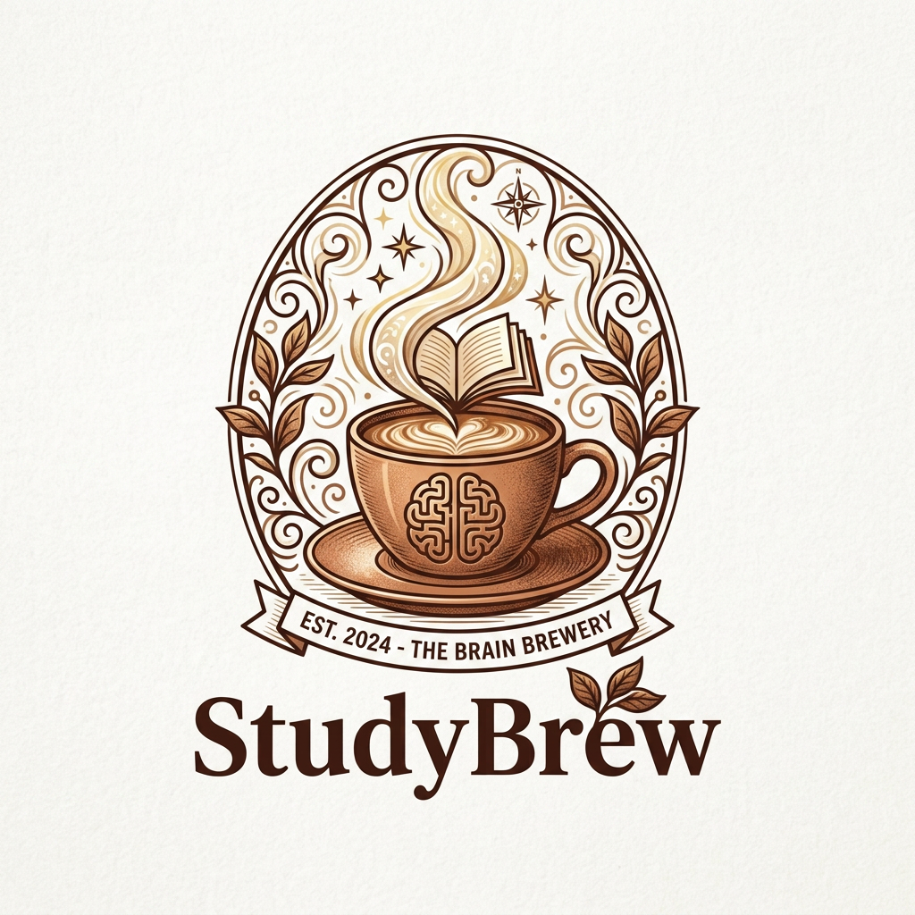 AI Design for a logo for a brand name studybrew for cafe style learning or studying aesthetic more attractive